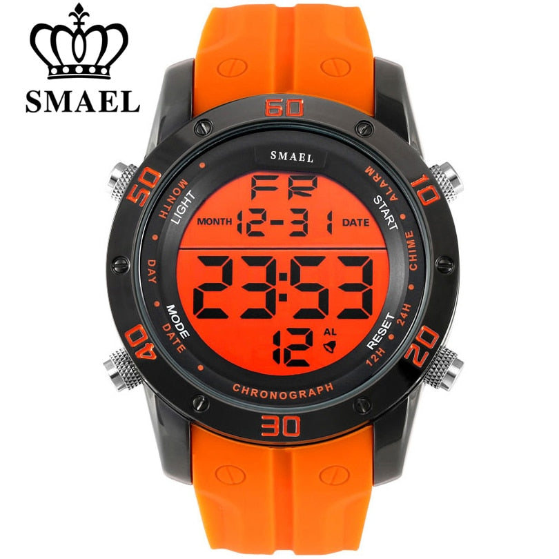 SMAEL Luxury Brand Mens Sports Watches Dive 50m Digital LED Military Watch Men Fashion Casual Electronics Wristwatches Hot Clock