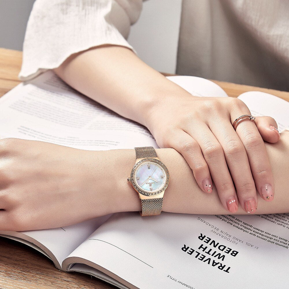 NAVIFORCE Women's Watch Luxury Rhinestone Fashion Ladies Watches Date Waterproof Quartz Wristwatch Clock Female Relogio Feminino - Azbrowse