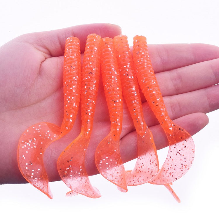 5PCS Long Tail Worm Fishing Soft Baits 80mm 4.3g Jig Wobblers Fishy Smell With Salt Silicone Lures Bass Carp Pike Pesca Tackle - Azbrowse