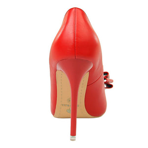 Fashion Sweet Bowknot Slip-on Women Shoes Soft Leather Shallow Pointed Office Shoes Women Pumps Autumn Fashion High Heels Shoes - Azbrowse