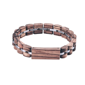 BOBO BIRD Wood Bracelet For Women Free Engraved name Men Bracelet Stainless Steel Bangle Anniversary Gift for Him pulseras mujer - Azbrowse
