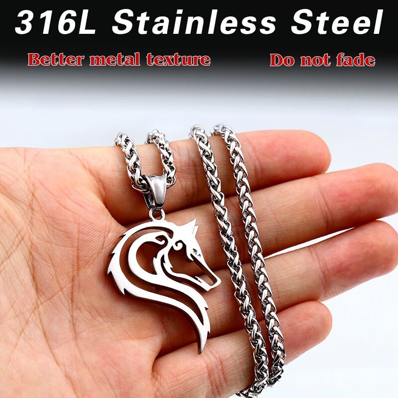 Beier 316L stainless steel dropshipping hot sell viking wolf men necklace celt wolf head pendant Fashion Jewelry LP302 - Azbrowse