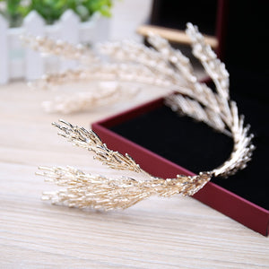 Irregular Baroque Crowns  Leaf Headband Hair Jewelry Wedding Accessories Princess Tiara - Azbrowse