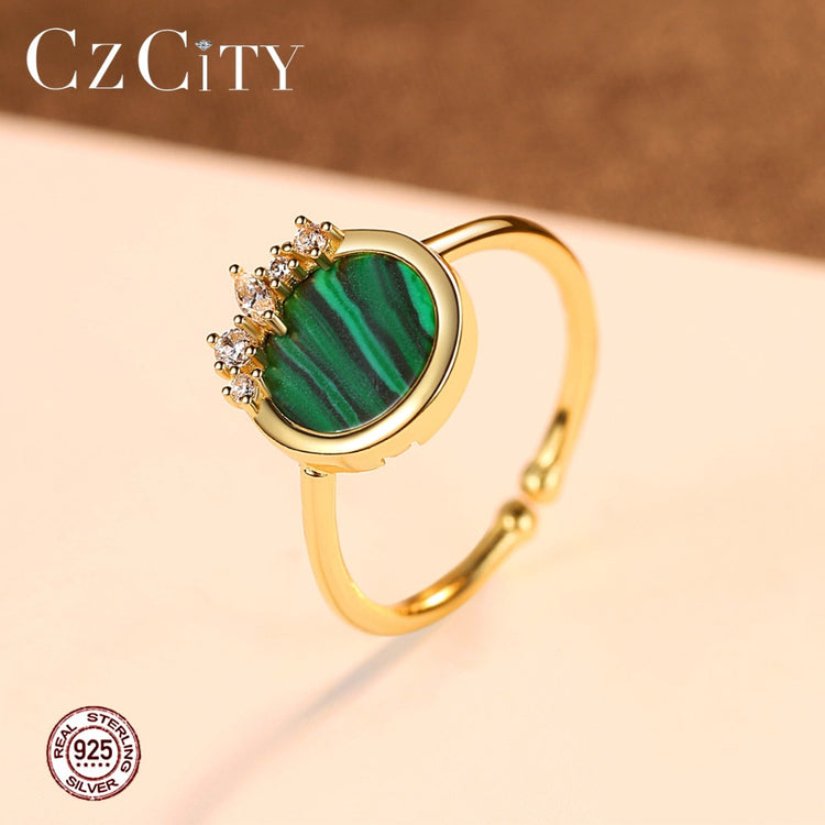 CZCITY 925 Sterling Silver Rings for Women Fine Jewelry Party Resizable Turquoise Anillos Joyeria Fina Para Mujer Gifts SR0347 - Azbrowse