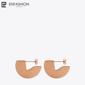 Enfashion Punk Geometic Semi-circle Fan Stud Earring Gold Color Stainless Steel Earrings For Women Earrings oorbellen E5423 - Azbrowse