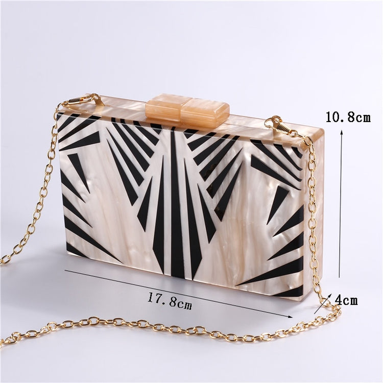 Fashion Pearlescent Acrylic Bag Chain Women Messenger Bag Geometric Patchwork Clutches Elegant Evening Bag Party Prom Handbags - Azbrowse