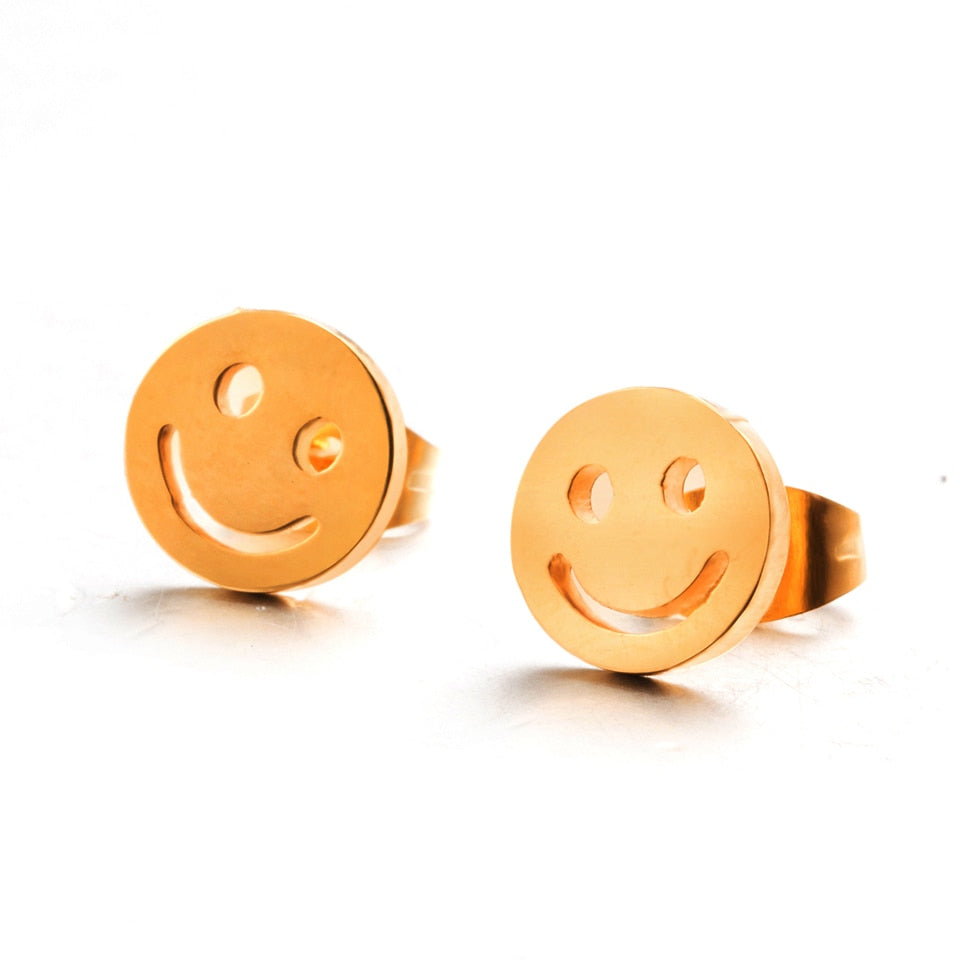 Multiple Golden Stainless Steel Cute Stud Earrings for Women Girls Fashion Minimalist Earrings Carnations Jewlery Gift Wholesale