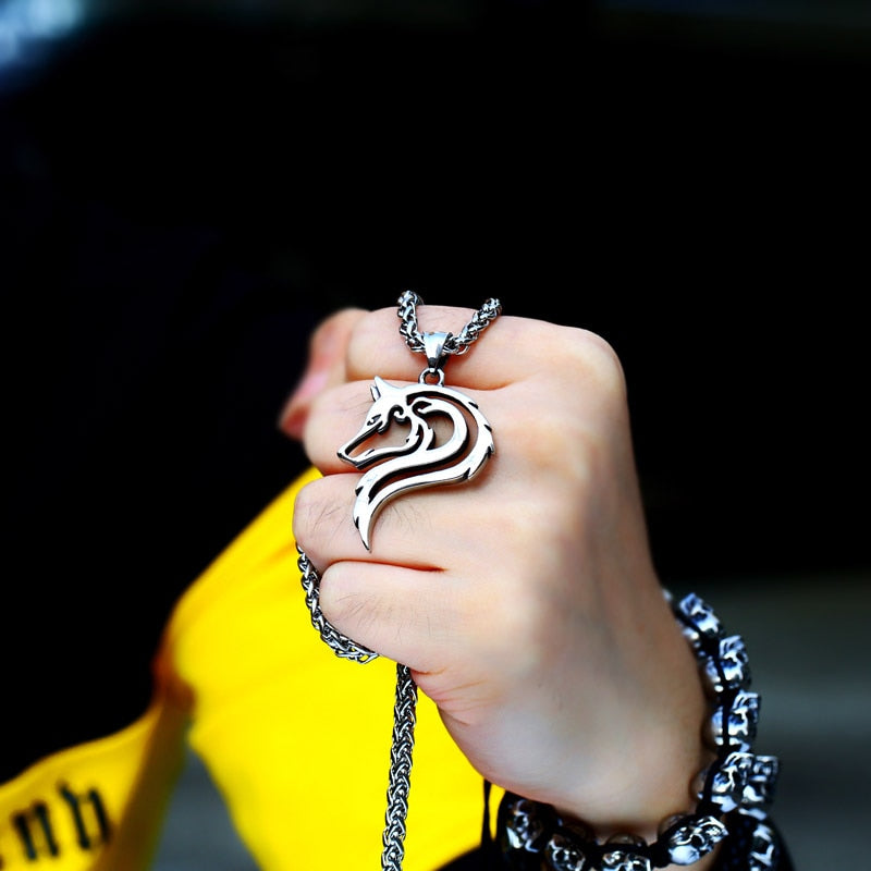 Beier 316L stainless steel dropshipping hot sell viking wolf men necklace celt wolf head pendant Fashion Jewelry LP302 - Azbrowse