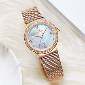 NAVIFORCE Women's Watch Luxury Rhinestone Fashion Ladies Watches Date Waterproof Quartz Wristwatch Clock Female Relogio Feminino - Azbrowse