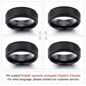 Personalized Engrave Name Rings for Men Black Stainless Steel Ring Fashion Male Jewelry Gift for Husbands (JewelOra RI103856) - Azbrowse