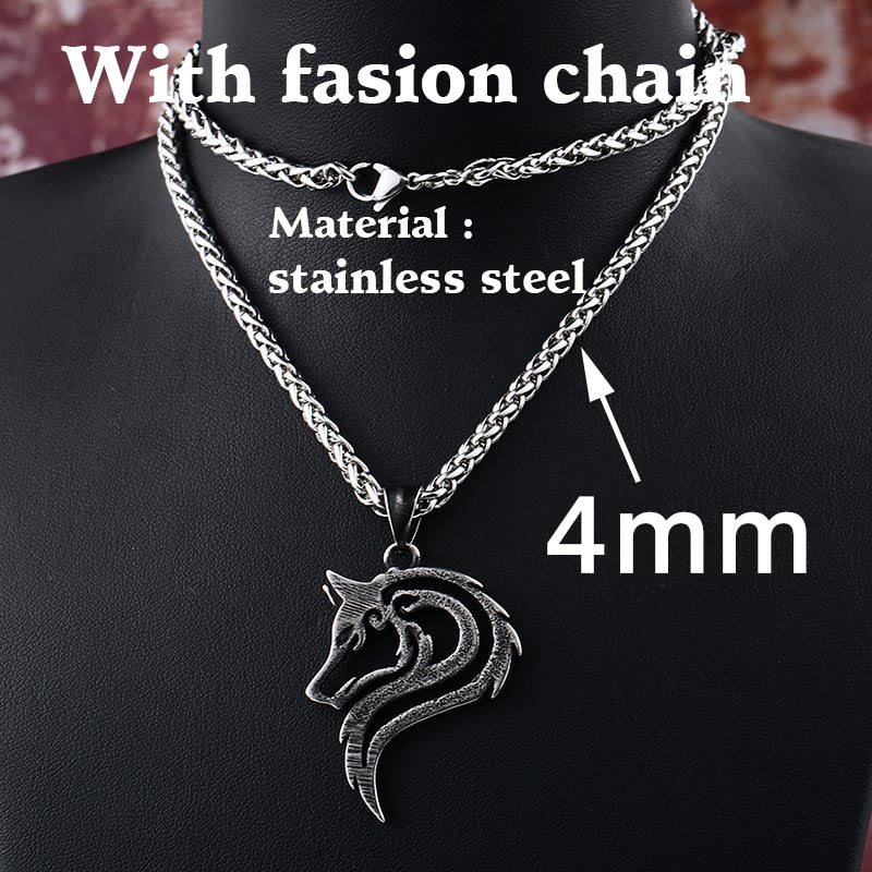 Beier 316L stainless steel dropshipping hot sell viking wolf men necklace celt wolf head pendant Fashion Jewelry LP302 - Azbrowse
