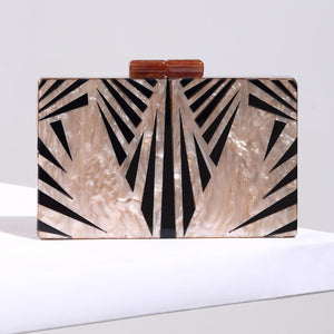 Fashion Pearlescent Acrylic Bag Chain Women Messenger Bag Geometric Patchwork Clutches Elegant Evening Bag Party Prom Handbags - Azbrowse