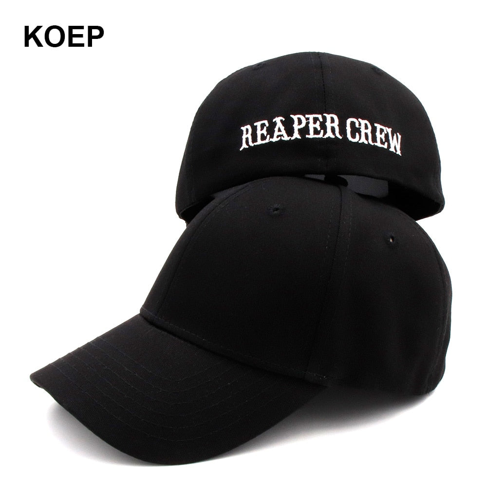 KOEP SOA Black Hats Sons Of Anarchy For Reaper Crew Fitted Baseball Cap Women Letters Embroidered Hip Hop Hat For Men - Azbrowse