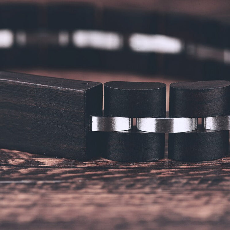 BOBO BIRD Wood Bracelet For Women Free Engraved name Men Bracelet Stainless Steel Bangle Anniversary Gift for Him pulseras mujer - Azbrowse