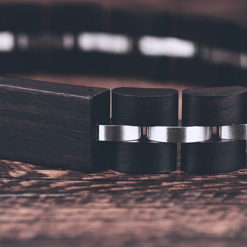 BOBO BIRD Wood Bracelet For Women Free Engraved name Men Bracelet Stainless Steel Bangle Anniversary Gift for Him pulseras mujer - Azbrowse