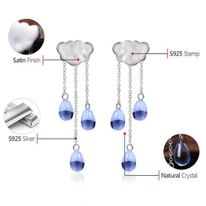 Lotus Fun Real 925 Sterling Silver Natural Crystal Gems Fine Jewelry Ethnic Cloud Long Tassel Drop Earrings for Women Brincos - Azbrowse