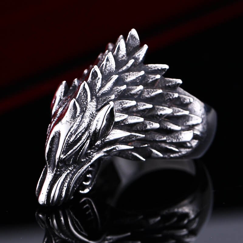 steel soldier Nordic wolf hammer of Thor Norse Viking men ring new arrivals men's jewelry - Azbrowse