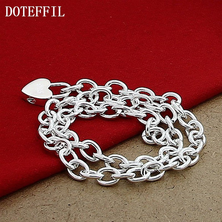 DOTEFFIL 925 Sterling Silver Heart Lock Pendant Necklace 18 Inch Chain For Women Wedding Engagement Fashion Jewelry - Azbrowse
