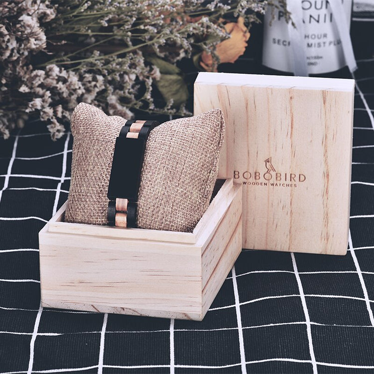 BOBO BIRD Wood Bracelet For Women Free Engraved name Men Bracelet Stainless Steel Bangle Anniversary Gift for Him pulseras mujer - Azbrowse