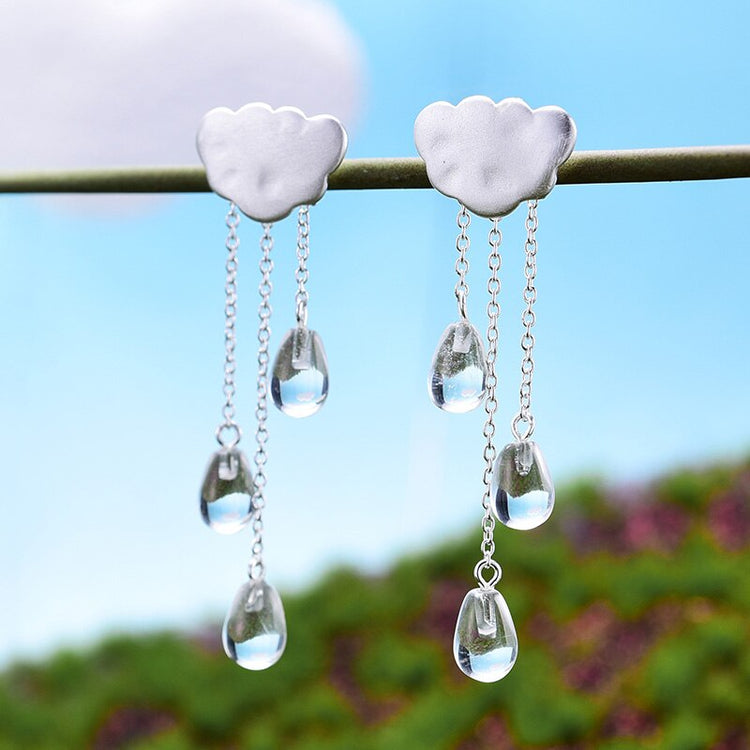 Lotus Fun Real 925 Sterling Silver Natural Crystal Gems Fine Jewelry Ethnic Cloud Long Tassel Drop Earrings for Women Brincos - Azbrowse