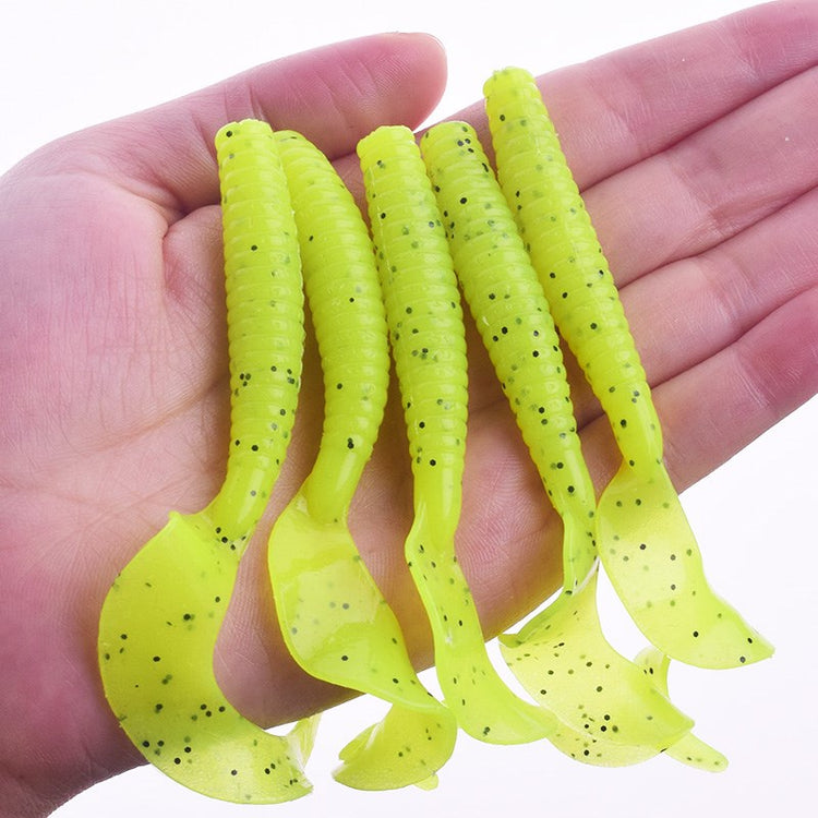5PCS Long Tail Worm Fishing Soft Baits 80mm 4.3g Jig Wobblers Fishy Smell With Salt Silicone Lures Bass Carp Pike Pesca Tackle - Azbrowse