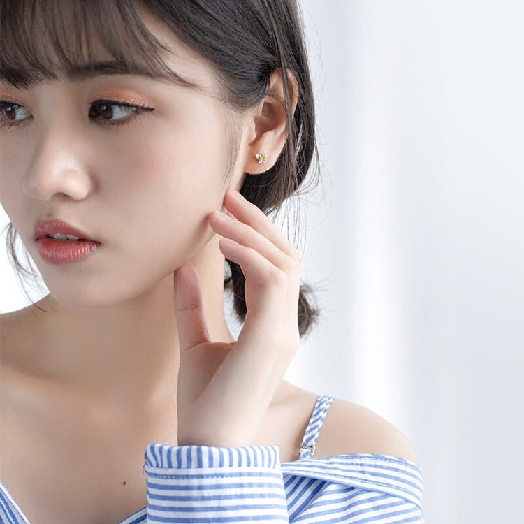 MloveAcc Genuine 925 Sterling Silver Gold Butterfly Stud Earrings for Women Brincos Fashion Silver Jewelry Bijoux - Azbrowse