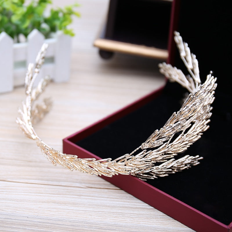 Irregular Baroque Crowns  Leaf Headband Hair Jewelry Wedding Accessories Princess Tiara - Azbrowse