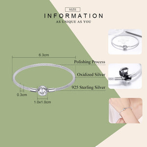 Bamoer 925 Sterling Silver Classic Love Forever Snake Chain Bracelets for Women Charm Bead DIY Fine Jewelry 17CM 19CM SCB105 - Azbrowse