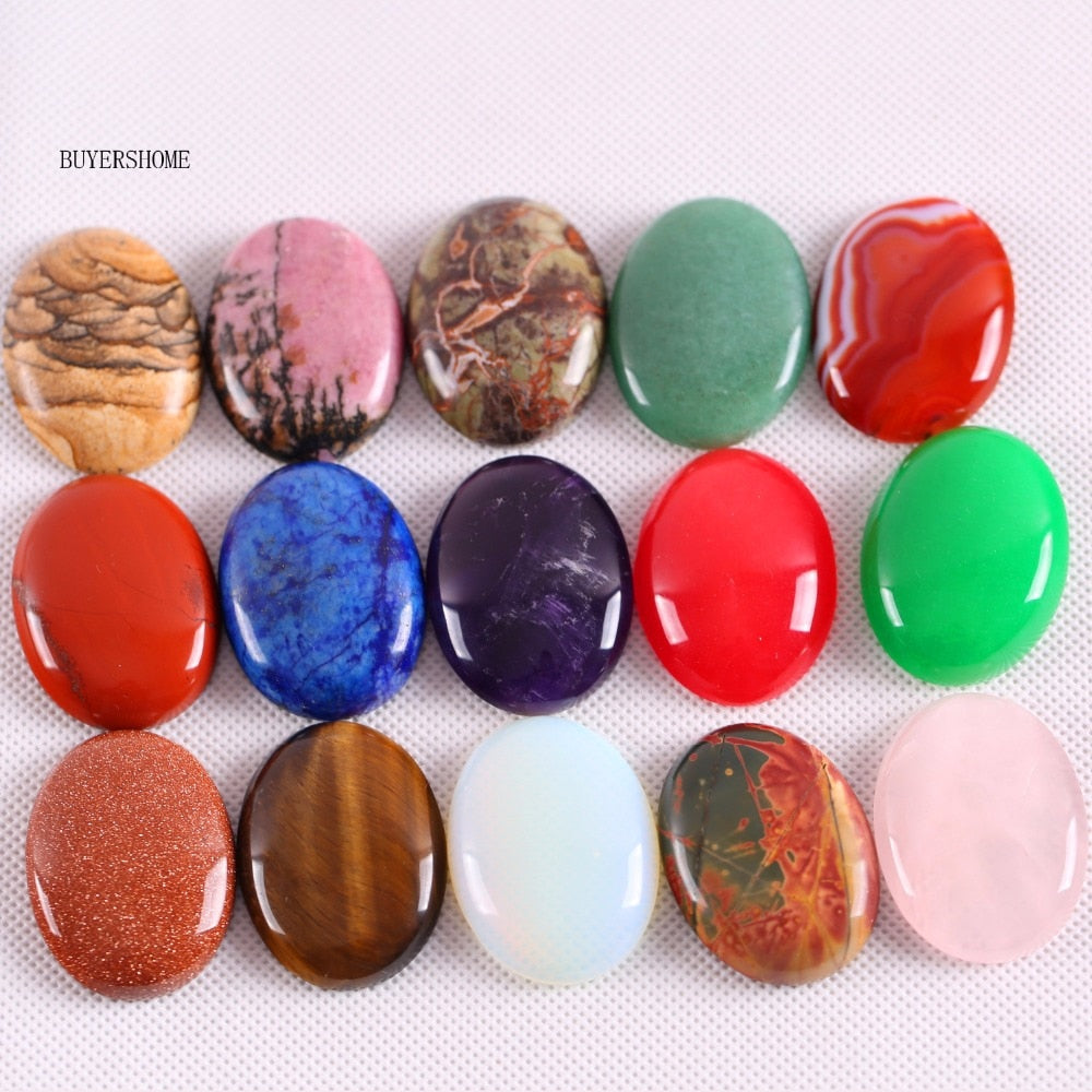 40x30MM Oval Natural Stone Bead Onyx Crystal Opal CAB Cabochon For Jewelry Making DIY Bracelet Necklace Stone Bead No Hole
