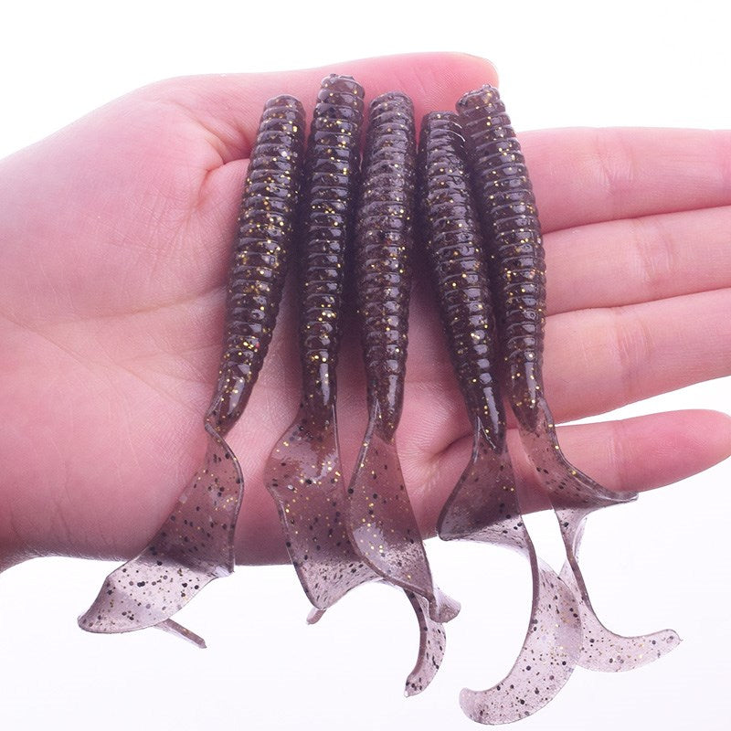 5PCS Long Tail Worm Fishing Soft Baits 80mm 4.3g Jig Wobblers Fishy Smell With Salt Silicone Lures Bass Carp Pike Pesca Tackle - Azbrowse