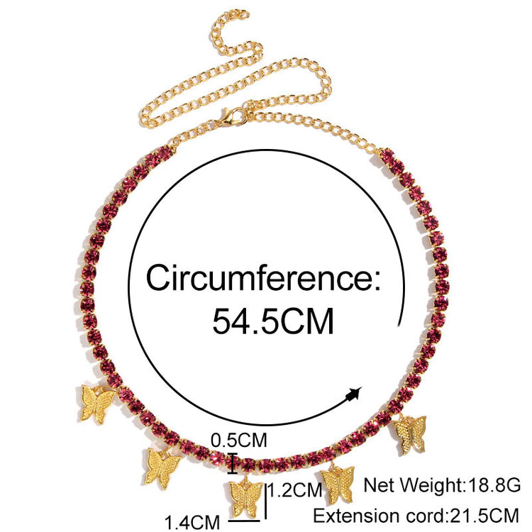 Kasajewel Gold Silver Color Butterfly Pendant Necklace Female Shiny Crystal Clavicle Chain Fashion New Design Jewelry Party Gift - Azbrowse