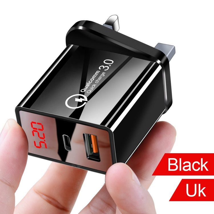 Olaf LED Display PD Fast Charger Type C USB Charger For iphone Samsung Xiaomi QC 3.0 Wall Adapter Phone Charging PD Chargers - Azbrowse