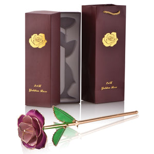 Gifts for Women 24k Gold Dipped Rose with Stand Eternal Flowers Forever Love In Box Girlfriend Wedding Valentine Gift for Her - Azbrowse