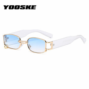 YOOSKE Brand Deisgn Vintage Square Sunglasses Men Women Metal Small Sun Glasses Retro Black Pink Trend 90s Eyewear UV400 - Azbrowse