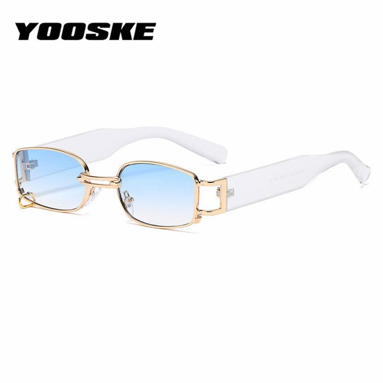 YOOSKE Brand Deisgn Vintage Square Sunglasses Men Women Metal Small Sun Glasses Retro Black Pink Trend 90s Eyewear UV400 - Azbrowse