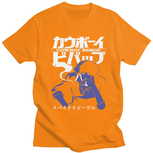 Cool Cowboy Bebop T Shirts Men Short Sleeve Casual Anime Space Spike Japanese Manga Jet Faye Tshirt O-neck Cotton Tee Tops Merch - Azbrowse