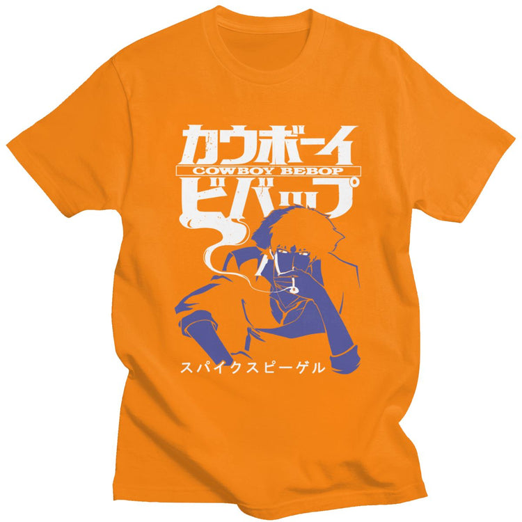 Cool Cowboy Bebop T Shirts Men Short Sleeve Casual Anime Space Spike Japanese Manga Jet Faye Tshirt O-neck Cotton Tee Tops Merch - Azbrowse
