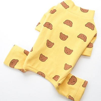 Cotton Pet Clothes Bear Pattern Dog Pajamas Jumpsuit 4 Legs Coat O-neck Tshirt Sweatshirt Pajamas Overalls Puppy Cat Tracksuits - Azbrowse