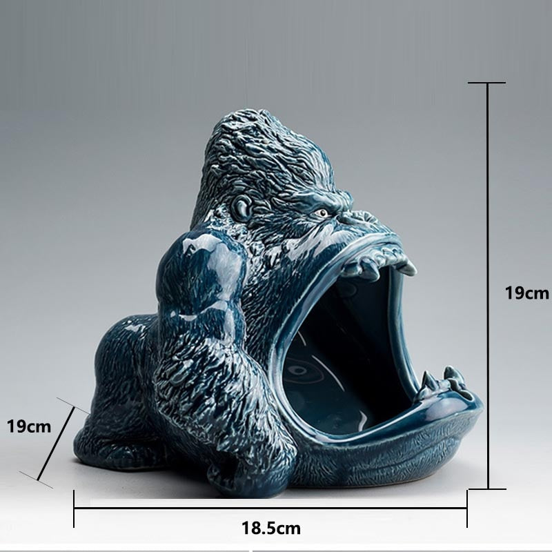 Nordic Style Ceramic Gorilla Shape Ashtray Anti-Fly Ash Mini Ashtray For Car Living Room Cigarette Ashtray For Home Ornament