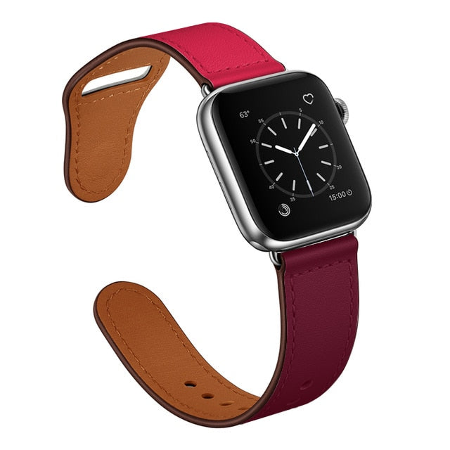 Strap for apple watch band 44mm 45mm 40mm iwatch 38mm 42 leather belt smartwatch bracelet apple watch serie 6 SE 4 3 7 41mm ban - Azbrowse