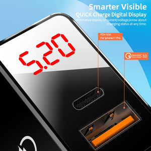 Olaf LED Display PD Fast Charger Type C USB Charger For iphone Samsung Xiaomi QC 3.0 Wall Adapter Phone Charging PD Chargers - Azbrowse