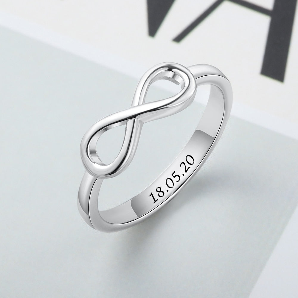 Personalized Infinity Ring Silver Color Custom Name Wedding Gift Love Forever Ring for Women Fashion Jewelry Lam Hub Fong - Azbrowse