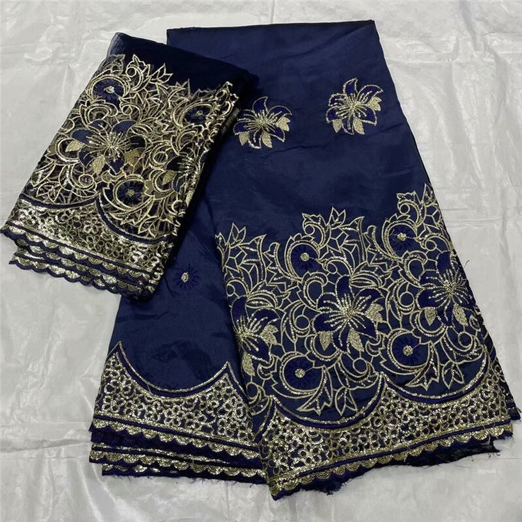 High Quality 5+2 Yards African George Lace Fabric With Net Sequins And Stones Embroidered George Lace Fabric For the wedding - Azbrowse