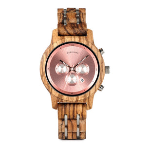 BOBO BIRD P19 Wooden Mens Quartz Watches Date Display Business Watch Man Ebony Zebrawood Options Valentines Christmas Gift - Azbrowse