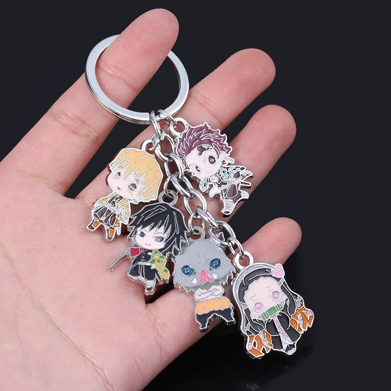 2020 Anime Demon Slayer Metal Keychain Kimetsu no Yaiba Tanjirou Nezuko Agatsuma Zenitsu Figure Pendant Keyring Cosplay Jewelry