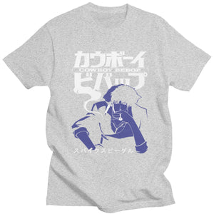 Cool Cowboy Bebop T Shirts Men Short Sleeve Casual Anime Space Spike Japanese Manga Jet Faye Tshirt O-neck Cotton Tee Tops Merch - Azbrowse