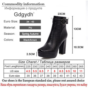 Gdgydh Brand Designer Ladies Short Boots Women Square Toe Sexy Buckle High Heels Shoes For Party Autumn Winter 2021 High Quality - Azbrowse