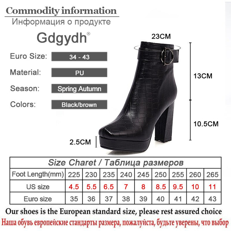 Gdgydh Brand Designer Ladies Short Boots Women Square Toe Sexy Buckle High Heels Shoes For Party Autumn Winter 2021 High Quality - Azbrowse