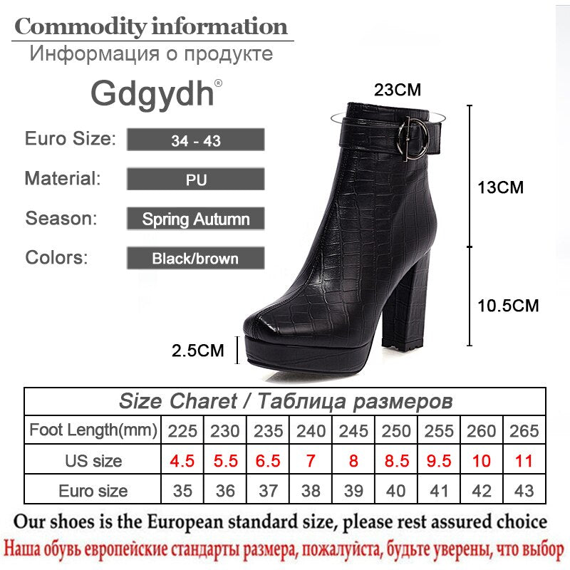 Gdgydh Brand Designer Ladies Short Boots Women Square Toe Sexy Buckle High Heels Shoes For Party Autumn Winter 2021 High Quality - Azbrowse