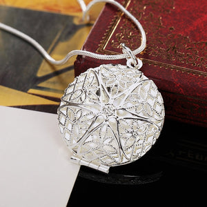 925 Silver Heart Photo Frame Necklaces Chains For Women Fashion Jewelry - Azbrowse